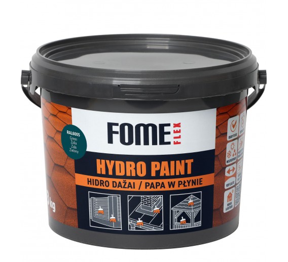 Statybinės medžiagos. Hidroizoliacinės medžiagos. Hidroizoliacinės mastikos ir mišiniai. Hidroizoliaciniai dažai Fome Flex Hydro Paint RAL6005 3kg