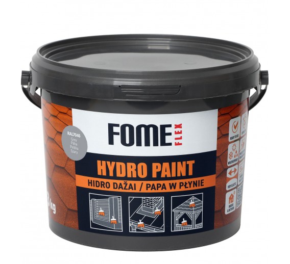 Statybinės medžiagos. Hidroizoliacinės medžiagos. Hidroizoliacinės mastikos ir mišiniai. Hidroizoliaciniai dažai Fome Flex Hydro Paint RAL7046 3kg