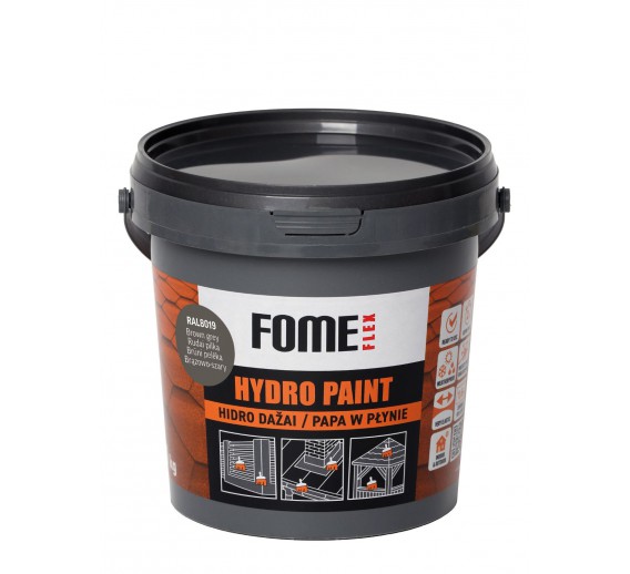 Statybinės medžiagos. Hidroizoliacinės medžiagos. Hidroizoliacinės mastikos ir mišiniai. Hidroizoliaciniai dažai Fome Flex Hydro Paint RAL8019 1kg