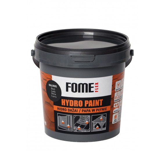 Statybinės medžiagos. Hidroizoliacinės medžiagos. Hidroizoliacinės mastikos ir mišiniai. Hidroizoliaciniai dažai Fome Flex Hydro Paint RAL9005 1kg