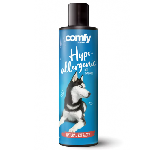 Gyvūnų prekės. Gyvūnėlių priežiūros priemonės. Apsauginės priemonės nuo parazitų naminiams gyvūnams. Hipoalerginis šampūnas šunims Comfy 250ml