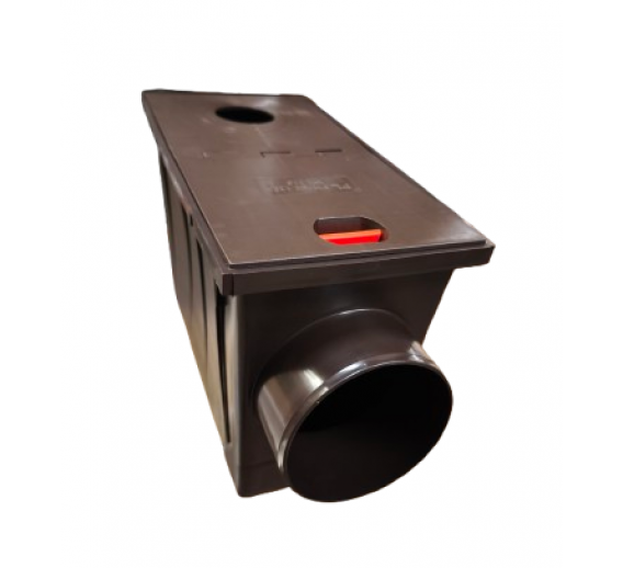 Statybinės medžiagos. Stogo dangos. Lietaus nuvedimo sistemos. Plastikiniai lietvamzdžiai. Horizontalus lietaus surinkimo trapas rudas