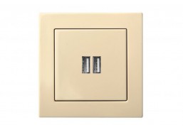 Elektros prekės. Instaliacija - kištukiniai lizdai, jungikliai ir kt.. Liregus jungikliai, kištukiniai lizdai ir kt.. Liregus EPSILON serija smėlio spalvos. Įleistinis USB- kroviklis, dvivietis, be rėmelio, smėlio sp. 