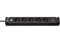 Elektros prekės. Prailgintuvai, ilgikliai ritės. Ilgiklis 5l+2USB 3m 3G1,5 su jungikliu antracito 