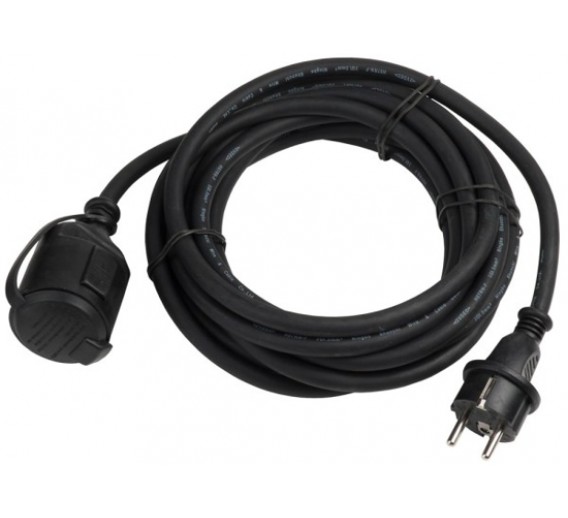 Elektros prekės. Prailgintuvai, ilgikliai ritės. Ilgintuvas 1 lizdo gumuotas 3x1,5 mm 5 m IP44 Acuma 