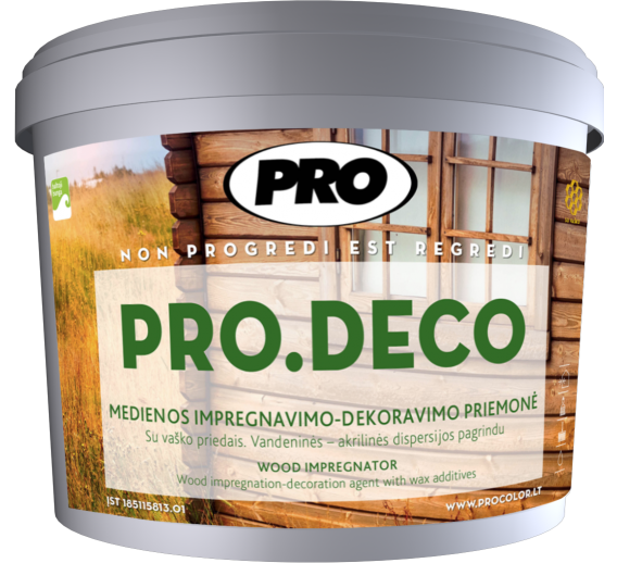 Dažai. Medienos apsaugos ir dekoravimo priemonės. Impregnantai. Impregnantas medienai PRO.DECO, juodas 10l 