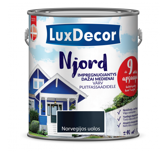 Dažai. Medienos apsaugos ir dekoravimo priemonės. Medienos dažai ir dažyvės. Dažai medienai. Impregnuojantys dažai medienai NJORD, Norvegijos uolos, 2,5L 