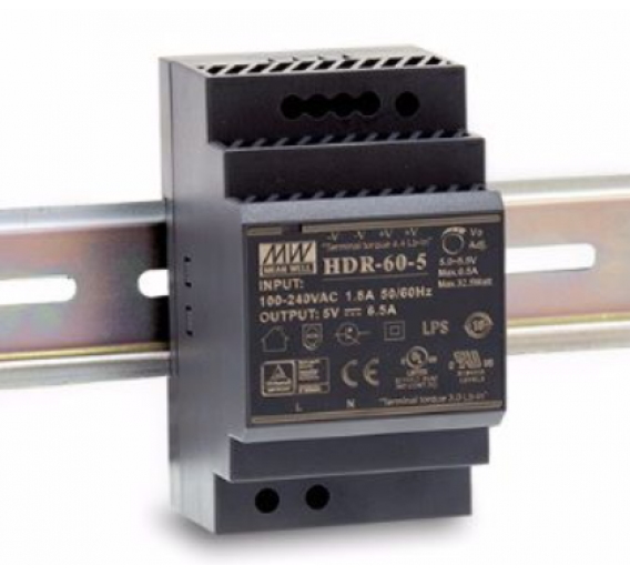 Elektros prekės. Moduliniai automatikos komponentai. Maitinimo šaltiniai, įkrovikliai. Impulsinis maitinimo šaltinis 12V 4,5A HDR-60-12 