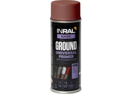 Dažai. Dažai, dažymo įrankiai, dažymo juostos. Aerozoliniai dažai, lakas, gruntas. INRAL GROUND raudonas RAL3009 gruntas aeroz 400ml 