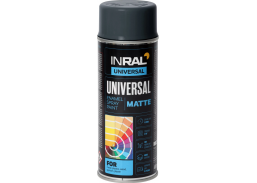 Dažai. Dažai, dažymo įrankiai, dažymo juostos. Aerozoliniai dažai, lakas, gruntas. INRAL UNIVERSAL matiniai RAL 7016 dažai 400 ml. 