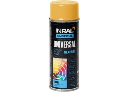 Dažai. Dažai, dažymo įrankiai, dažymo juostos. Aerozoliniai dažai, lakas, gruntas. INRAL UNIVERSAL melioniniai RAL1028 aeroz. 400ml 