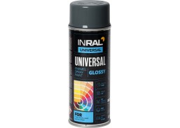 Dažai. Dažai, dažymo įrankiai, dažymo juostos. Aerozoliniai dažai, lakas, gruntas. INRAL UNIVERSAL pilki  RAL 7024 400ml dažai 