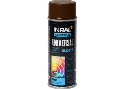 Dažai. Dažai, dažymo įrankiai, dažymo juostos. Aerozoliniai dažai, lakas, gruntas. INRAL UNIVERSAL rudi RAL8016 aeroz.400ml 