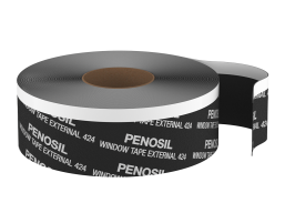 Vidaus apdailos prekės. Hermetikai, montavimo putos, sandarinimo juostos. Sandarinimo juostos. Išorinė priešvėjinė juosta Penosil Window Tape 424, 100 mm 