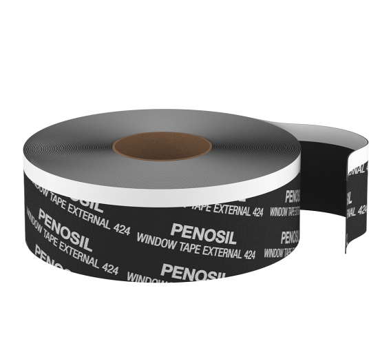 Vidaus apdailos prekės. Hermetikai, montavimo putos, sandarinimo juostos. Sandarinimo juostos. Išorinė priešvėjinė juosta Penosil Window Tape 424, 100 mm 
