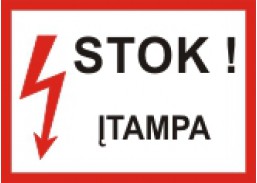 Įspėjamasis ženklas Stok! Įtampa, PVC 