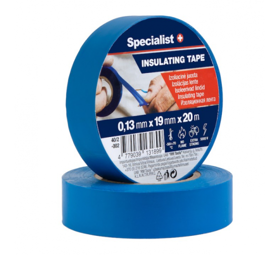Elektros prekės. Laidai ir kabeliai. Izoliacija laidams ir kabeliams. Izoliacinė juosta 0,13mm 19mm 20m 