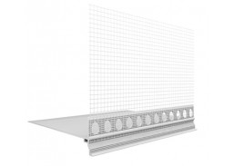 Statybinės medžiagos. Dekoratyviniai tinkai. Profiliai ir tinkliukai fasado šiltinimui. Jungiamasis cokolinis profilis su tinkleliu Praktika, 180mm 