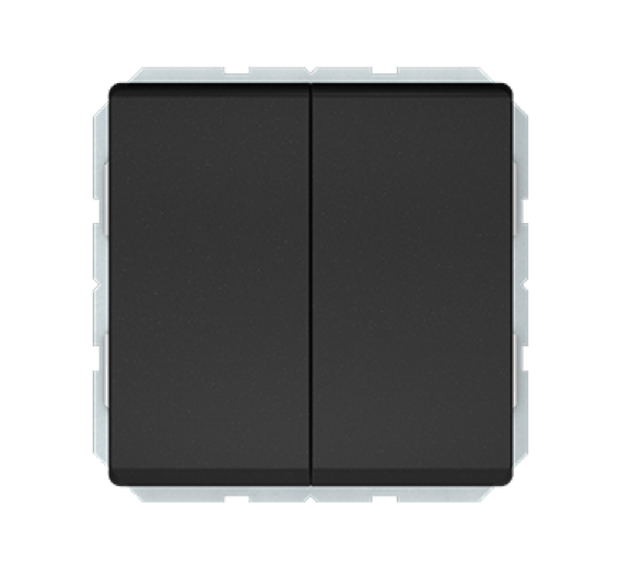 Elektros prekės. Instaliacija - kištukiniai lizdai, jungikliai ir kt.. Vilma jungikliai, kištukiniai lizdai. Vilma STANDARD ST150 juoda matinė spalva. Jungiklis 2 klavišų be rėmelio ST150 juoda matinė 