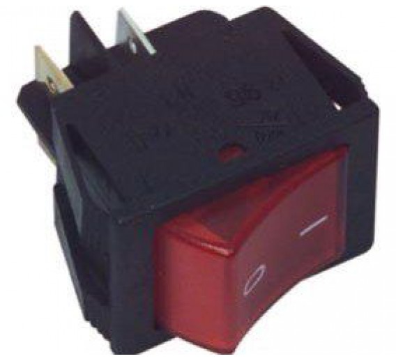 Elektros prekės. Moduliniai automatikos komponentai. Kontaktoriai. Jungiklis klavišinis ON-OFF 16A/250V raudonas 