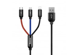 Elektros prekės. Laidai ir kabeliai. Jungiamieji HDMI ir USB kabeliai. Kabelis USB2.0 A kištukas ir 3 kištukai USB C, micro USB 