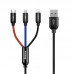 Elektros prekės. Laidai ir kabeliai. Jungiamieji HDMI ir USB kabeliai. Kabelis USB2.0 A kištukas ir 3 kištukai USB C, micro USB 