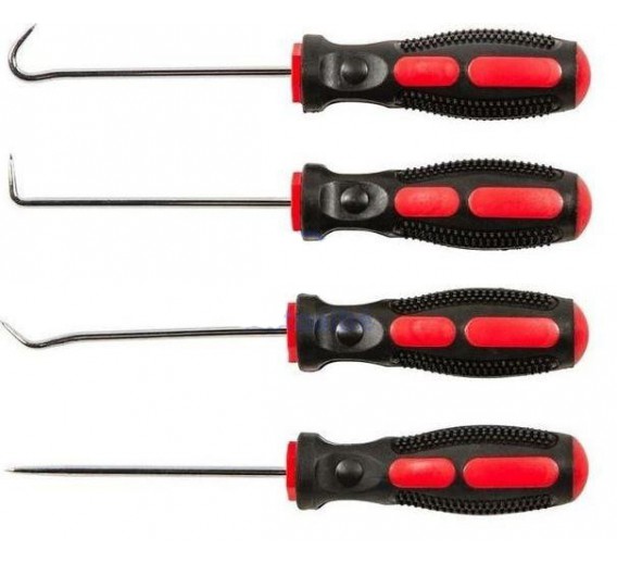 Darbo įrankiai. Mechaniniai įrankiai. Atsuktuvai, antgaliai. Atsuktuvai, atsuktuvų rinkiniai. Atsuktuvai. Kabliukų komplektas Top Tools 39D173 4 vnt. 