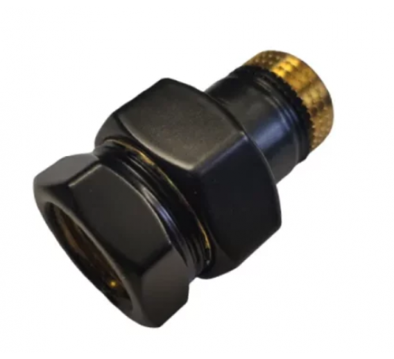 Santechnikos prekės. Uždaromoji ir jungiamoji santechninė armatūra. Termostatiniai ventiliai. Kaitinimo jungtis tiesi juoda 1/2