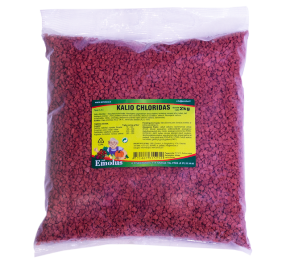 Sodo ir daržo prekės. Trąšos ir durpių substratai. Trąšos. Birios trąšos. Kalio chloridas 2 kg Emolus