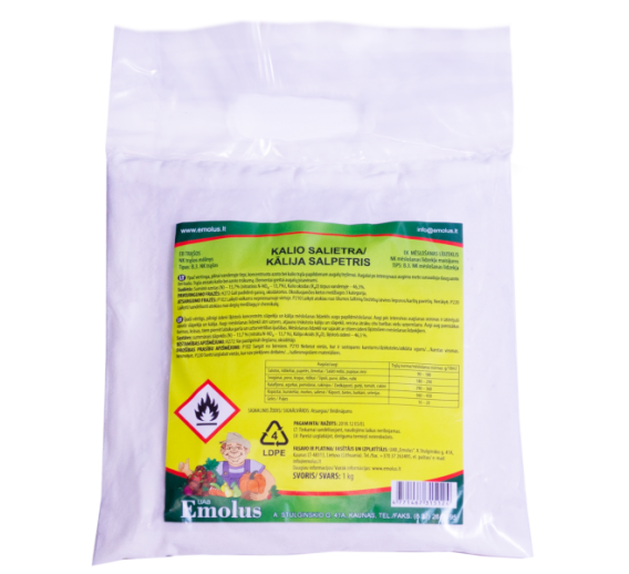 Sodo ir daržo prekės. Trąšos ir durpių substratai. Trąšos. Birios trąšos. Kalio salietra 1 kg Emolus