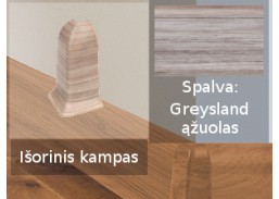 Vidaus apdailos prekės. Apdailos, sujungimo profiliai. Grindjuostės. Izzi grindjuostės, kampai, sujungimai. Kampas SMART FLEX / IZZI išorinis Greysland 2 vnt. 