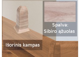 Vidaus apdailos prekės. Apdailos, sujungimo profiliai. Grindjuostės. Izzi grindjuostės, kampai, sujungimai. Kampas SMART FLEX / IZZI išorinis Sibiro ąžuolas 2 vnt. 