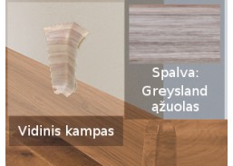 Vidaus apdailos prekės. Apdailos, sujungimo profiliai. Grindjuostės. Izzi grindjuostės, kampai, sujungimai. Kampas SMART FLEX / IZZI vidinis Greysland 2 vnt. 