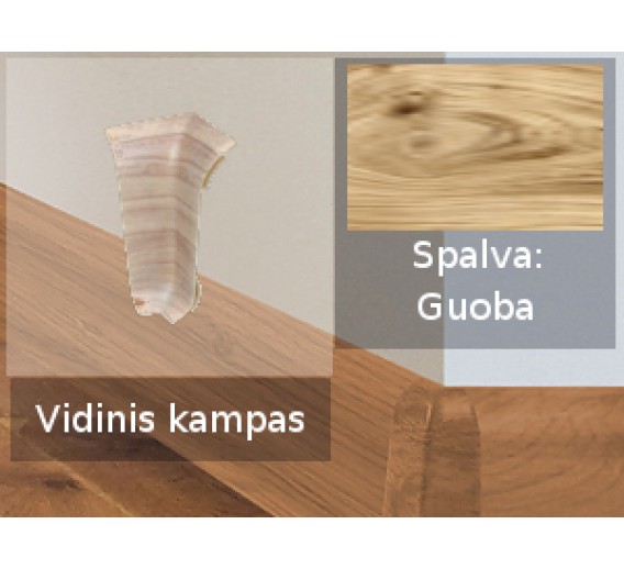 Vidaus apdailos prekės. Apdailos, sujungimo profiliai. Grindjuostės. Izzi grindjuostės, kampai, sujungimai. Kampas SMART FLEX / IZZI vidinis Guoba 2 vnt. 