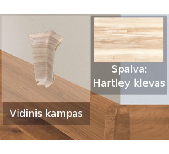 Vidaus apdailos prekės. Apdailos, sujungimo profiliai. Grindjuostės. Izzi grindjuostės, kampai, sujungimai. Kampas SMART FLEX / IZZI, vidinis Hartley klevas 2 vnt. 