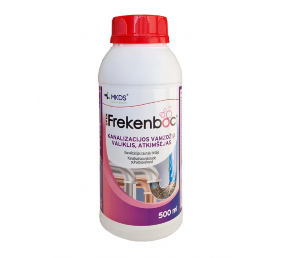 Švaros prekės. Buitinė chemija, valikliai. Kanalizacijos vamzdynų atkimšėjas Frekenbok OPEN 500ml