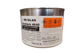 Dažai. Dažai, dažymo įrankiai, dažymo juostos. Specialios paskirties dažai. Karščiui atsparūs dažai WS SILAN Decklack 4640, 0.5L 
