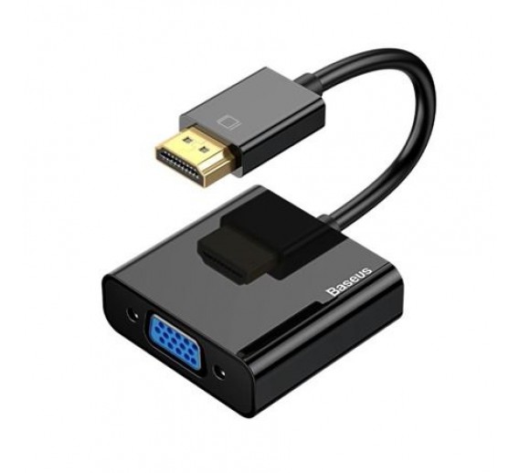 Elektronikos prekės. Mobilieji telefonai ir planšetiniai kompiuteriai. Telefonų priedai. Keitiklis HDMI-VGA vaizdo perdavimui juodas BASEUS 
