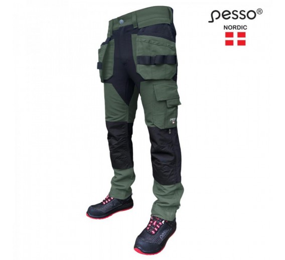 Darbo saugos prekės. Darbo drabužiai. Kelnės, bridžai. Kelnės Pesso Titan 125Z Spandex/Cordura Žalios Darbo saugos prekės. Darbo drabužiai. Kelnės, bridžai. Kelnės Pesso Titan 125Z Spandex/Cordura Žalios
