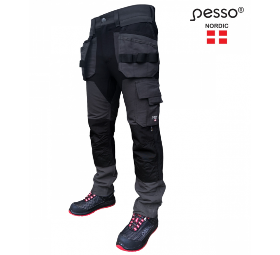 Darbo saugos prekės. Darbo drabužiai. Kelnės, bridžai. Kelnės Pesso Titan Spandex/Cordura pilkos