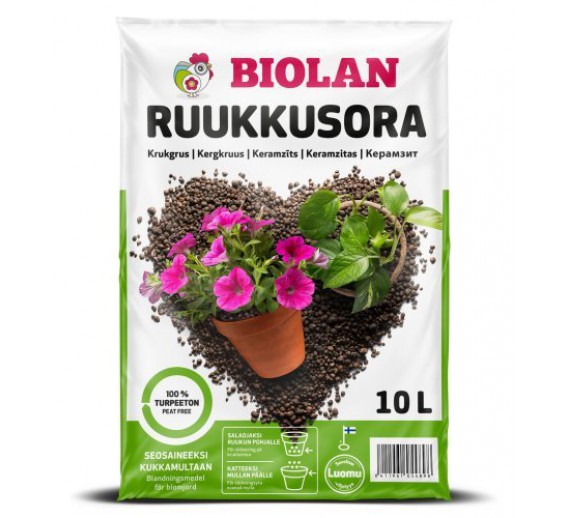 Sodo ir daržo prekės. Dekoratyvinis akmuo, skaldelės, mulčias. Keramzitas - drenažas Biolan 10l 