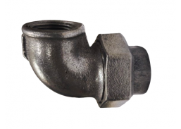 Santechnikos prekės. Vamzdynų sistemos. Vamzdžių sujungimo detalės. Ketaus jungtys. Ketaus ardomi sujungimai. Ketaus sujungimas išardomu kampu 1