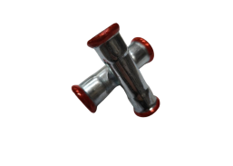 Santechnikos prekės. Vamzdynų sistemos. Vamzdžių sujungimo detalės. Cinkuotas, presuojamas plienas. Keturšakis RM 22x18