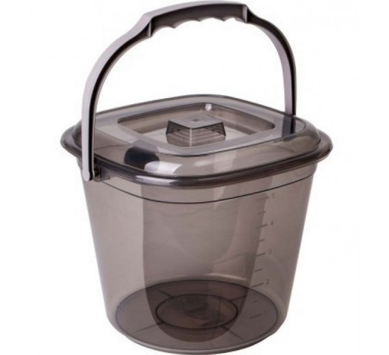 Namų apyvokos prekės. Švaros prekės. Kibirai, dubenys, šiukšliadėžės. Plastikiniai kibirai. Kibiras su dangčiu SMART, 6 l 
