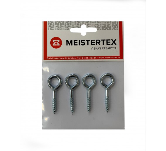 Tvirtinimo detalės. Kabliai ir kilpos. Medsraigčiai kilpos metriniu sriegiu. Kilpa - medsraigtis 4x25/43 mm. 