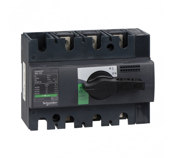 Elektros prekės. Moduliniai automatikos komponentai. Kirtikliai, šynos. Kirtiklis INS 100A ant DIN bėgelio 28908 Schneider Electric 