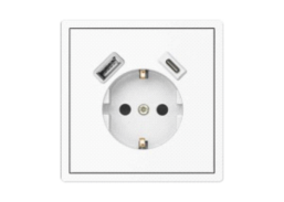 Elektros prekės. Instaliacija - kištukiniai lizdai, jungikliai ir kt.. BORA jungikliai, kištukiniai lizdai. Kištukinis lizdas BORA +USB +C baltas 