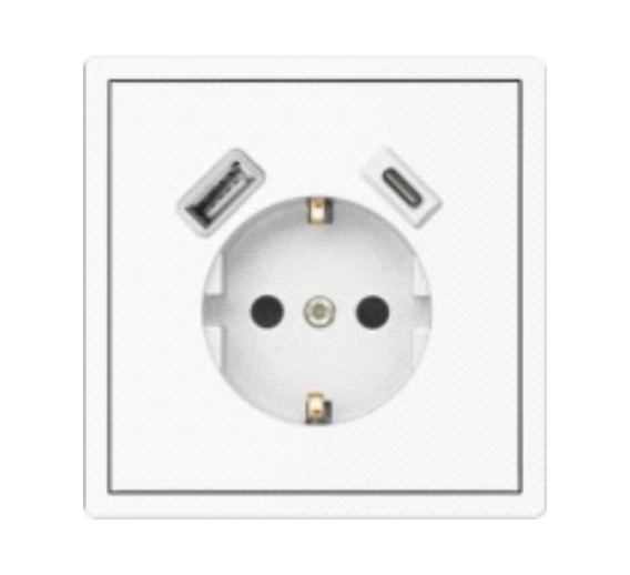 Elektros prekės. Instaliacija - kištukiniai lizdai, jungikliai ir kt.. BORA jungikliai, kištukiniai lizdai. Kištukinis lizdas BORA +USB +C baltas 