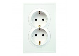 Elektros prekės. Instaliacija - kištukiniai lizdai, jungikliai ir kt.. BORA jungikliai, kištukiniai lizdai. Kištukinis lizdas dvigubas BORA baltas 