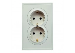 Elektros prekės. Instaliacija - kištukiniai lizdai, jungikliai ir kt.. BORA jungikliai, kištukiniai lizdai. Kištukinis lizdas dvigubas BORA kreminė 